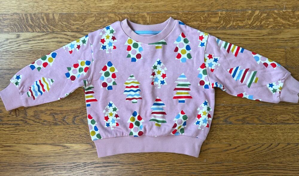 Mini Boden Girls' Dotted Christmas Tree Sweatshirt Size 2-3